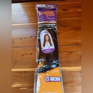 Outre Purple Pack Yaki 12” 100% Human Hair Weave Color 1